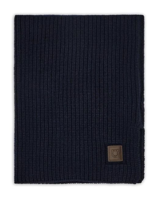 Ferragamo Blue Ribbed Neck-Warmer for men