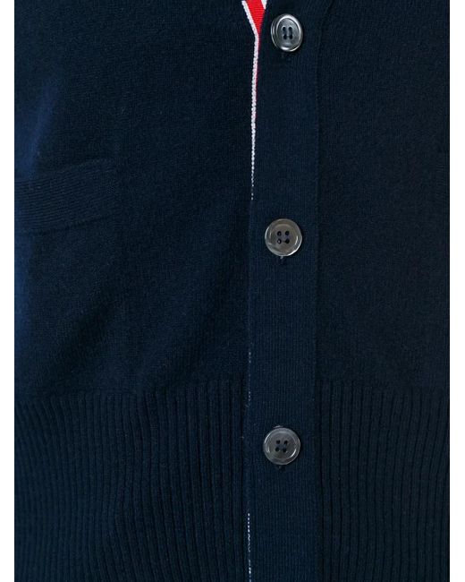 Thom Browne Blue Sleeveless Buttoned Cardigan for men