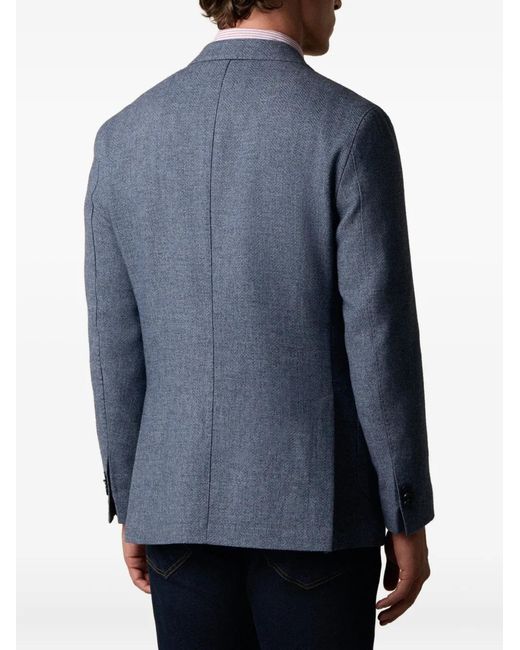 Brooks Brothers Blue Herringbone-Pattern Wool-Blend Blazer for men