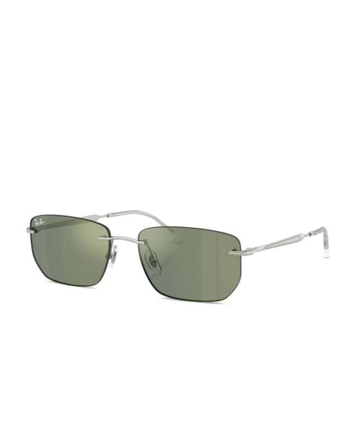 Ray-Ban Green Rimless Rectangle-Frame Sunglasses