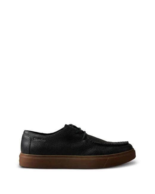 Calvin Klein Black Pebbled Boat Shoes for men