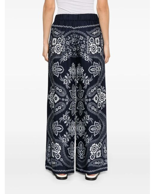 Maje Blue Weite Hose Mit Bandana-Print