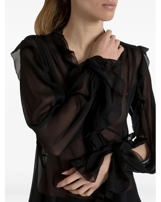 Blusa Con Volantes Alberta Ferretti de color Black