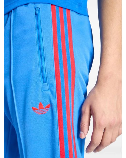 Adidas Blue Logo-Embroidered Side-Stripe Track Pants for men