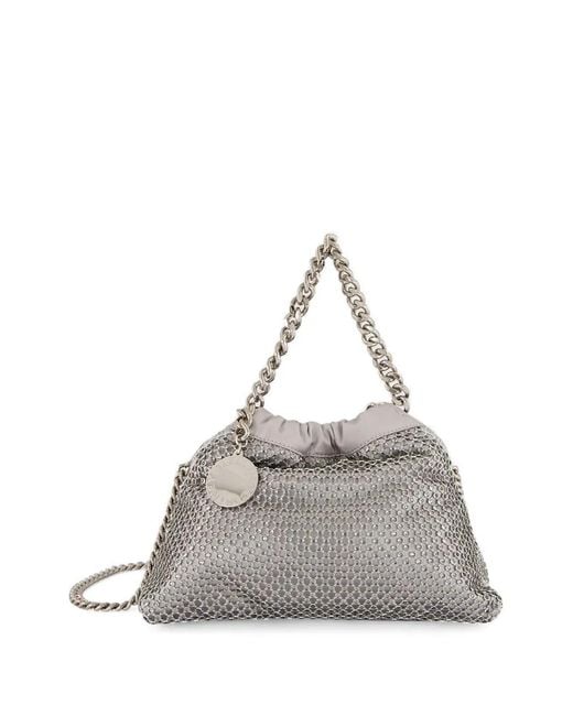 Stella McCartney White Mini Falabella Crystal-Mesh Shoulder Bag