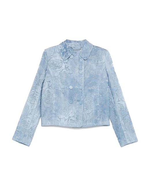Ermanno Scervino Blue Doppelreihige Jacke mit Devoré-Effekt
