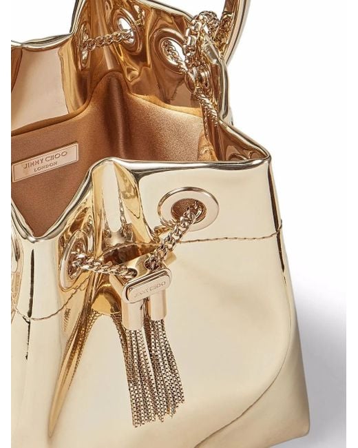 Jimmy Choo Yellow Bon Bon Metallic Leather Top Handle Bag