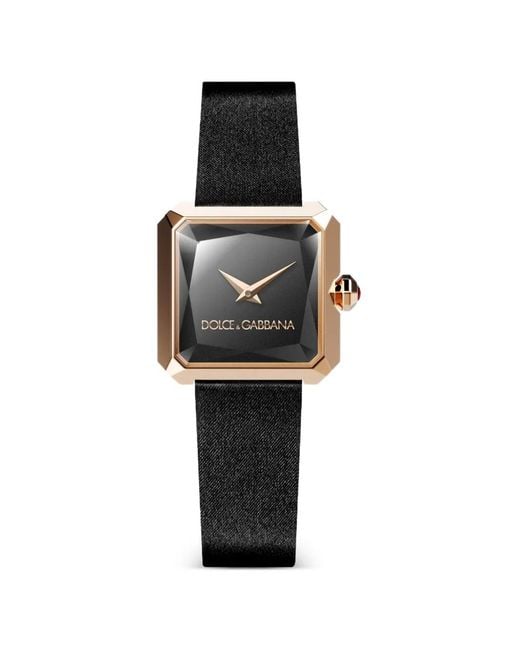 Dolce & Gabbana Black Montre Sofia En Or Rouge