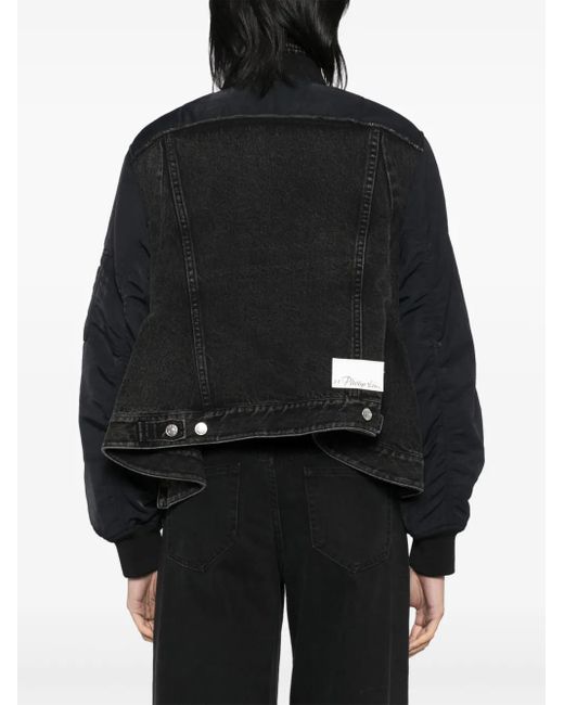 3.1 Phillip Lim Black Hybrid Denim Flight Jacket