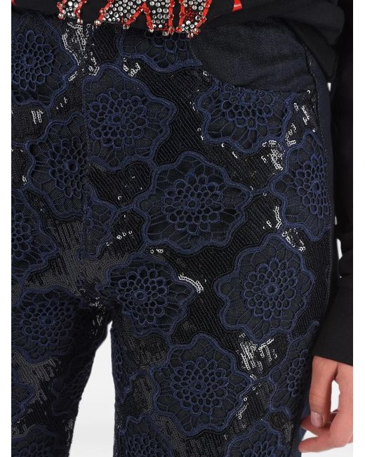 DIESEL Black Lace-Overlay Sequin-Embellished Jeans