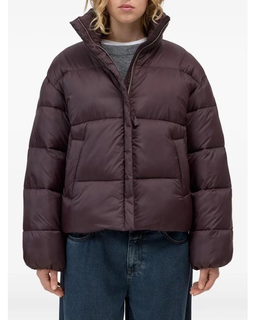 Closed Purple Cropped Puffer Jacket