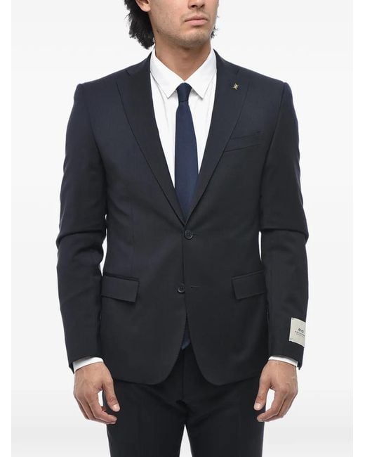 Corneliani Blue Jacquard Flap-Pockets Two-Piece Suit for men