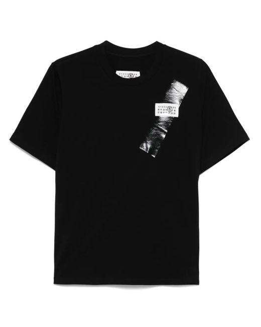 T-Shirt Logata di MM6 by Maison Martin Margiela in Black
