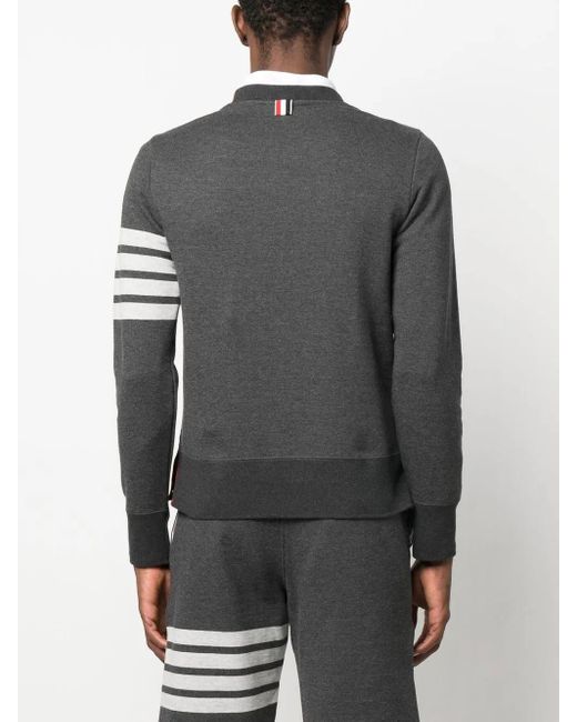 Thom Browne Gray Logo-Patch Cotton Sweatshirt for men