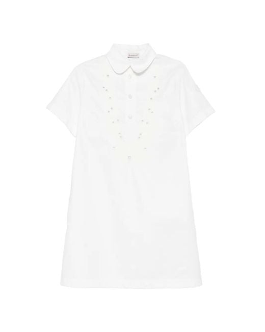 Moncler White Embroidery Shirt Mini Dress