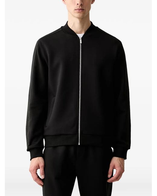 Karl Lagerfeld Black Logo-Tape Zip-Up Cardigan for men