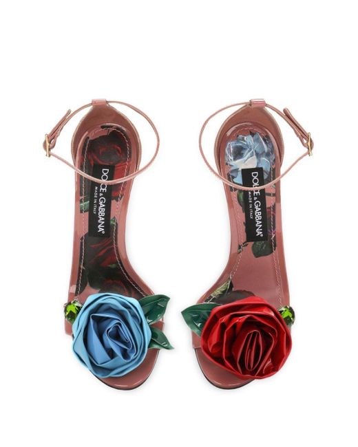 Dolce & Gabbana Blue 105mm Floral-appliqué Leather Sandals