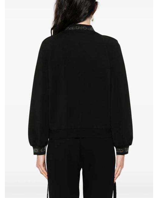 Liu Jo Black Logo-Details Zip-Up Jacket