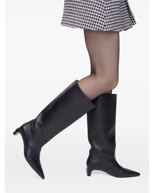 Marc Jacobs Black Pointed-Toe Leather Boots