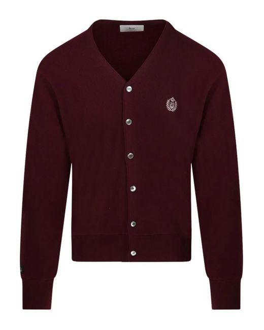 DUNST Purple Crest-Embroidered Cardigan for men
