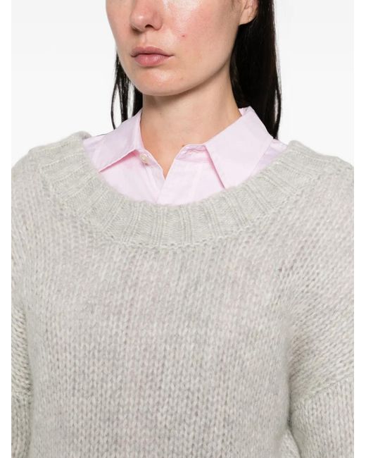 EMERSON RENALDI Gray Chunky-Knit Crew-Neck Sweater
