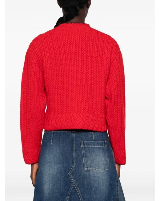 Chloé Logo-Embroidered Cable-Knit Cardigan