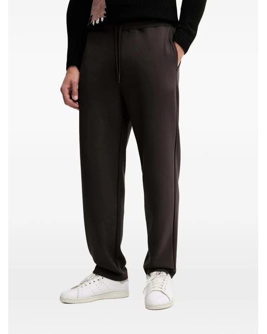 EA7 Black Drawstring Logo-Patch Trousers for men