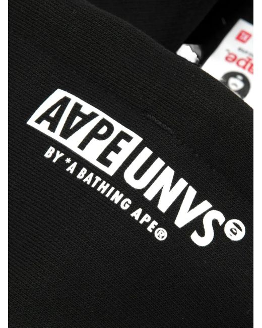Aape By A Bathing Ape Black Logo-Detail Zip-Up Hoodie for men