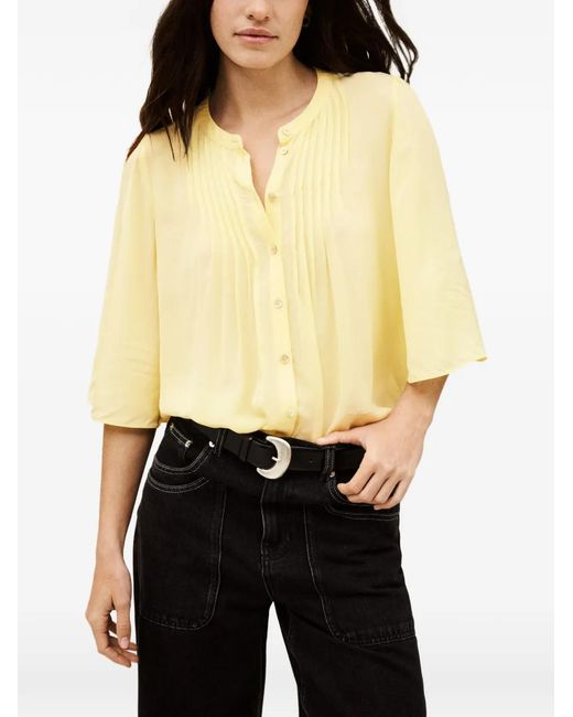 Ba&sh Yellow Barna Pleated Blouse