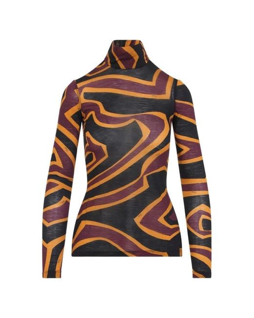 Emilio Pucci Black Iride-Print Roll-Neck Top