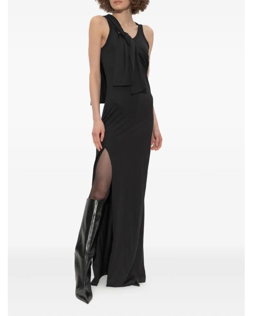 Coperni Black Knot-Detail Side-Split Maxi Dress