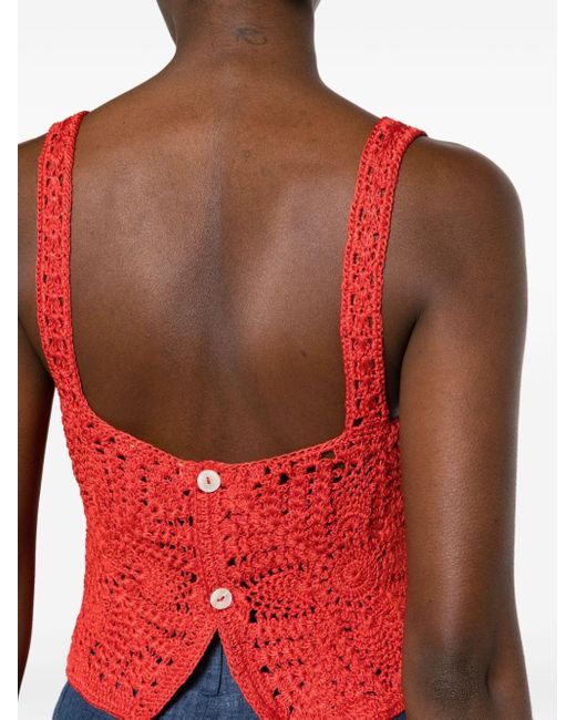 Forte Forte Red Cropped Crochet Top