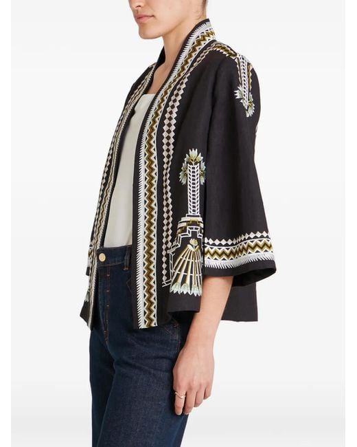 Temperley London Black Veste En Lin À Broderies