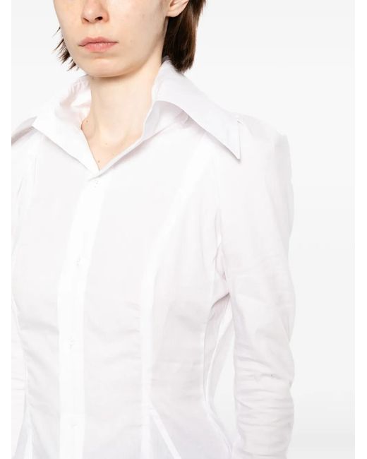 Yohji Yamamoto White Poplin Puff-Sleeve Shirt
