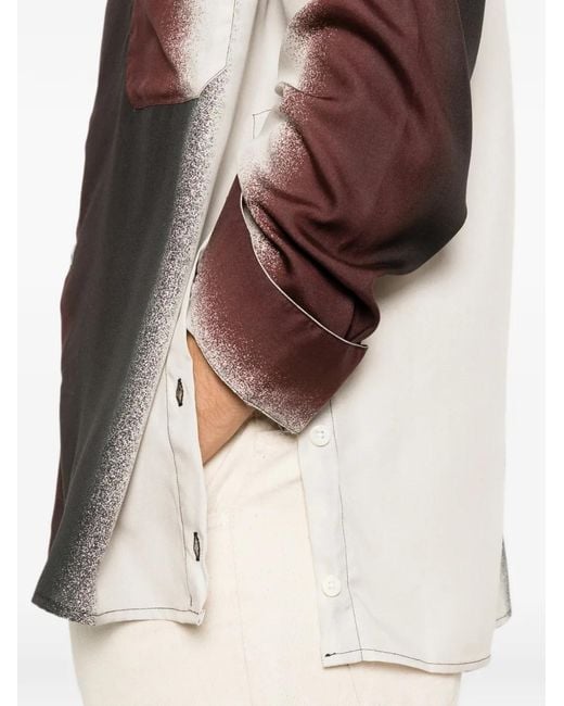 Costumein Brown Gradient-Print Long-Sleeve Shirt for men