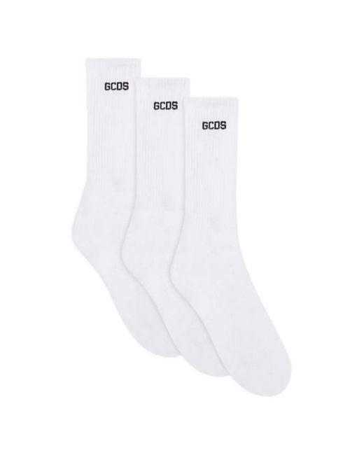 Gcds White Logo-Detail Socks (Set Of Three)