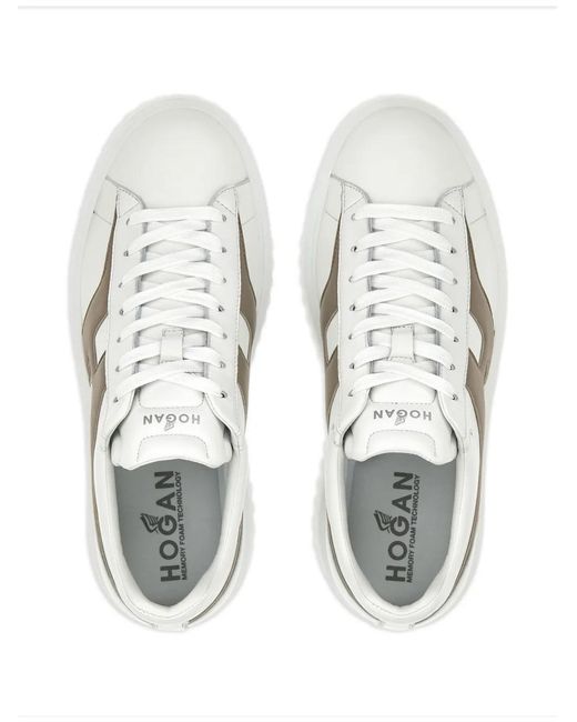 Hogan White H-Stripes Sneakers for men