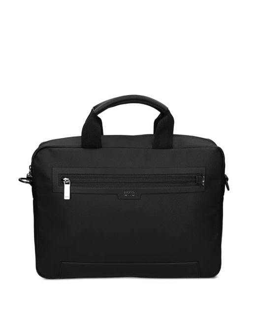 Boss Black Zip Top Laptop Bag for men