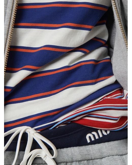 Miu Miu Blue Striped Jersey T-Shirt