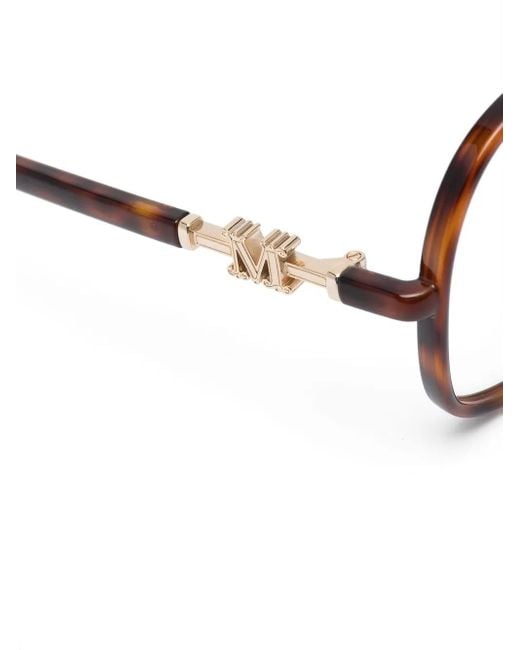 Max Mara Eyewear Brown Tortoiseshell-Effect Oversized Glasses