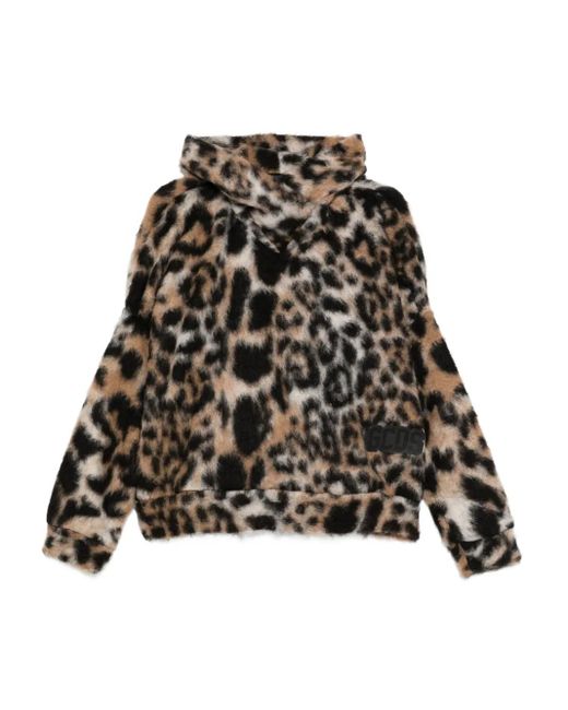 Gcds Black Hooded Animal-Print Sweater