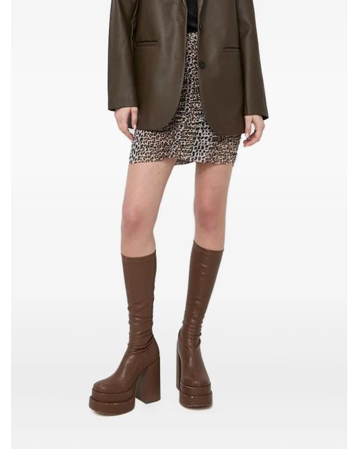 Notes Du Nord Gesmockte Mini-Rok Met Luipaardprint in het Brown