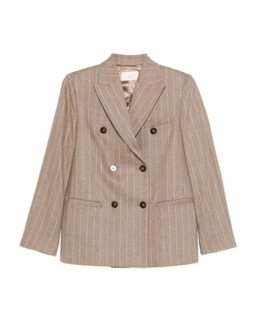Incotex Natural Pinstripe-Print Double-Breasted Blazer