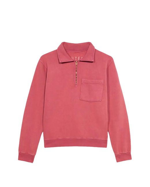 Fortela Pink Polo-Collar Pocket Zip-Up Polo Shirt for men