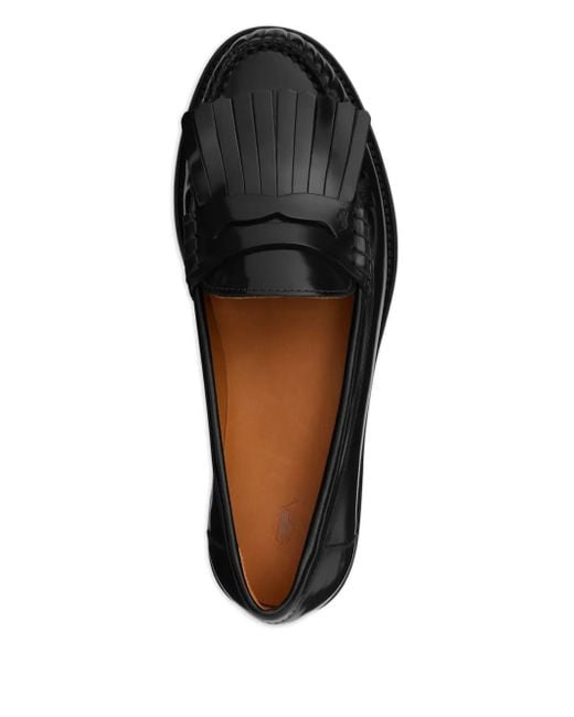 Polo Ralph Lauren Black Fringed Leather Loafers