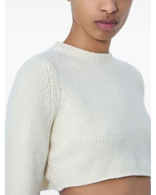 Rier White Cropped Long-Sleeve Sweater