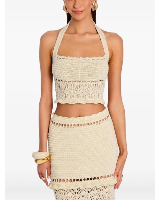 retroféte Crochet Halterneck Top Natural