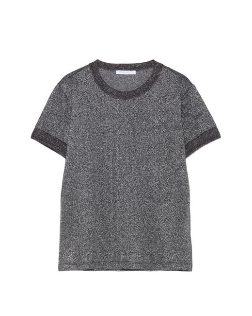 Patrizia Pepe Gray Logo-Detail Short-Sleeve T-Shirt