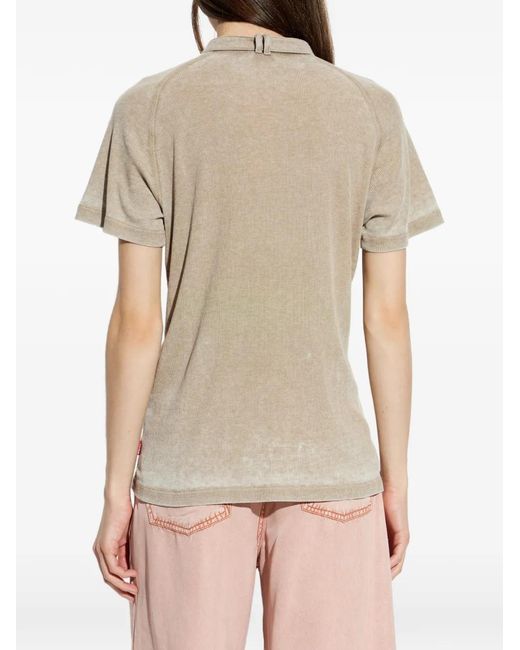 DIESEL Natural Rib-Jersey Top With Biker Neck Strap for men