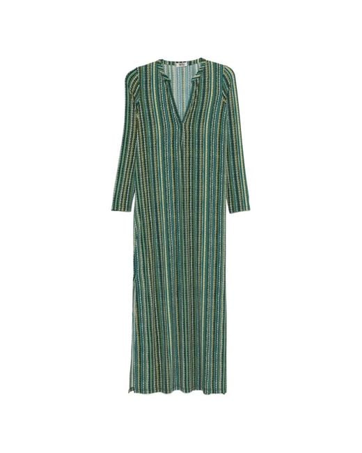 Siyu Green Baez V-Neck Striped Maxi Dress